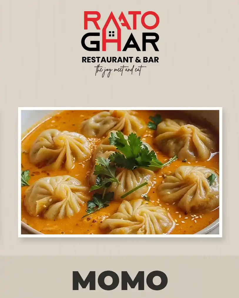 Authentic jhol momo served with spicy Nepali jhol at Raato Ghar in Granville